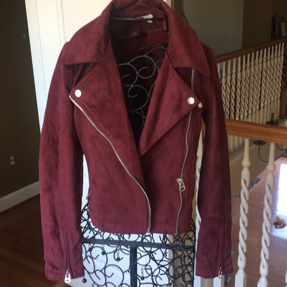 Gorgeous wine color silence and noise suede jacket